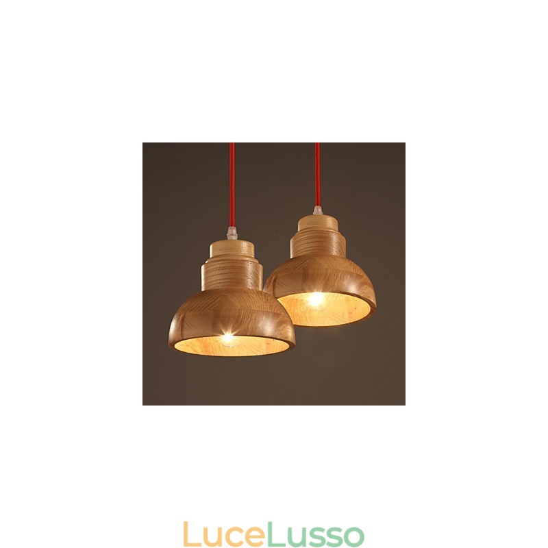 Lampadario Mini Stile Tradizionale Classico Legno Bambù