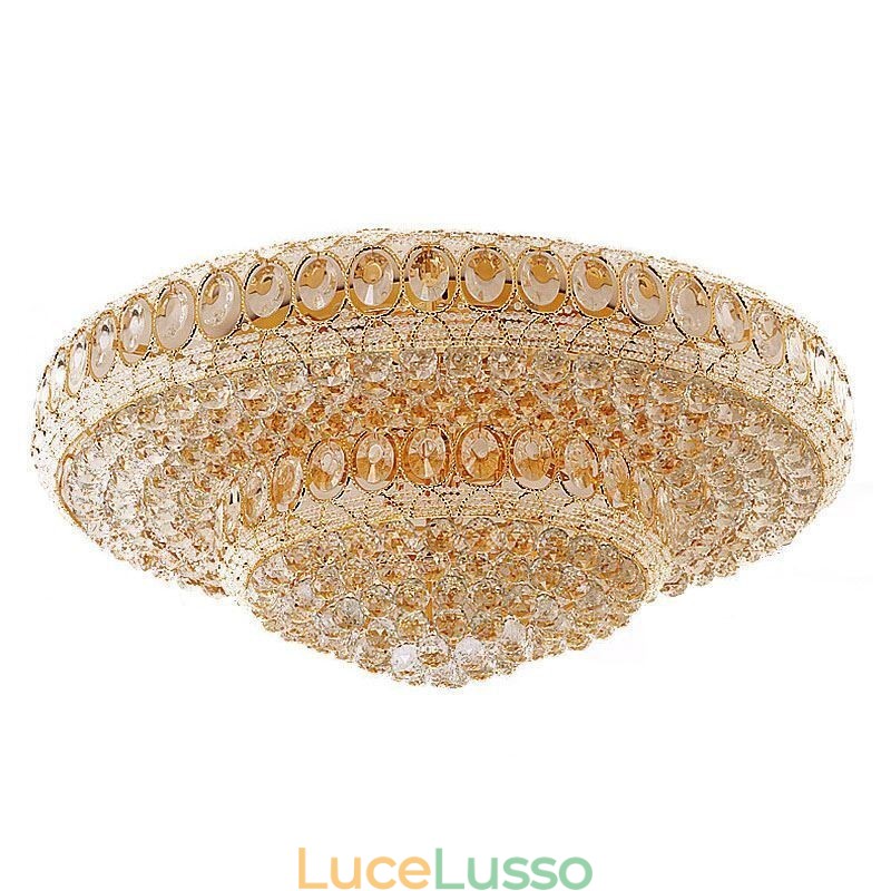 Lampada da soffitto in cristallo di lusso, rotonda europea, illuminazione a filo