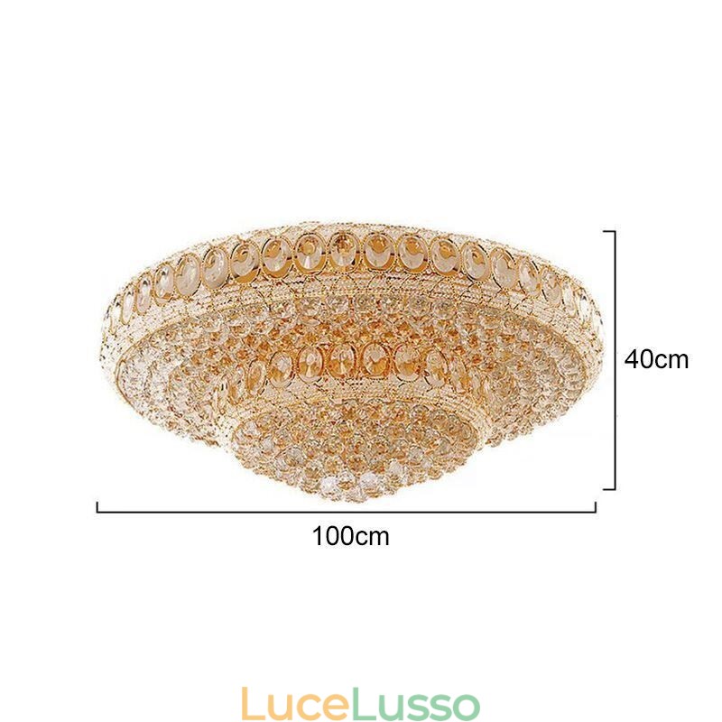 Lampada da soffitto in cristallo di lusso, rotonda europea, illuminazione a filo