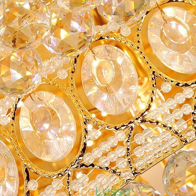 Lampada da soffitto in cristallo di lusso, rotonda europea, illuminazione a filo