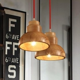 Lampadario Mini Stile Tradizionale Classico Legno Bambù
