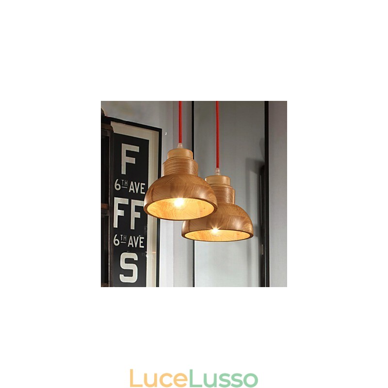 Lampadario Mini Stile Tradizionale Classico Legno Bambù