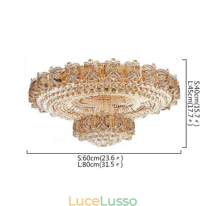 Moderna plafoniera in cristallo dorato, illuminazione a filo rotonda