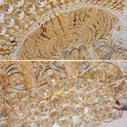 Moderna plafoniera in cristallo dorato, illuminazione a filo rotonda