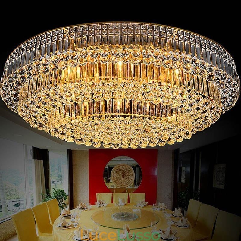 Plafoniera in cristallo a filo, luce ovale europea