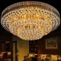 Plafoniera in cristallo a filo, illuminazione rotonda europea