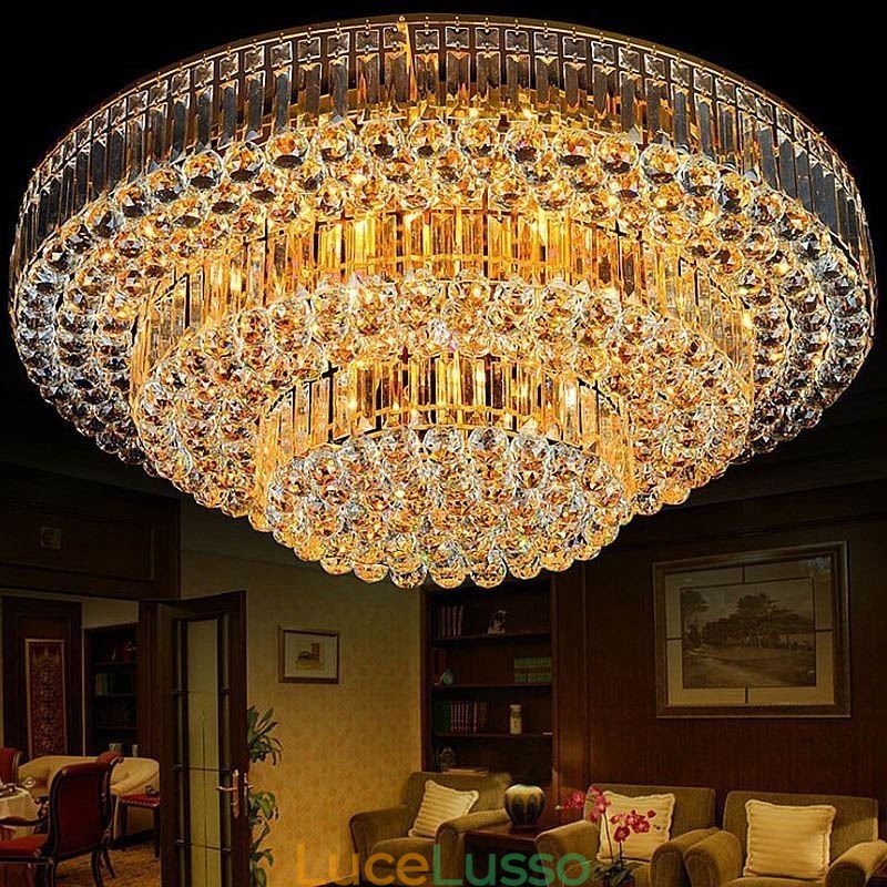 Plafoniera in cristallo a filo, illuminazione rotonda europea