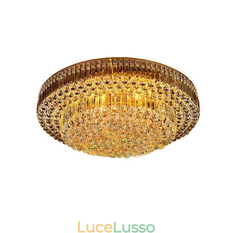 Plafoniera in cristallo a filo, illuminazione rotonda europea