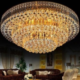 Plafoniera in cristallo a filo, illuminazione rotonda europea