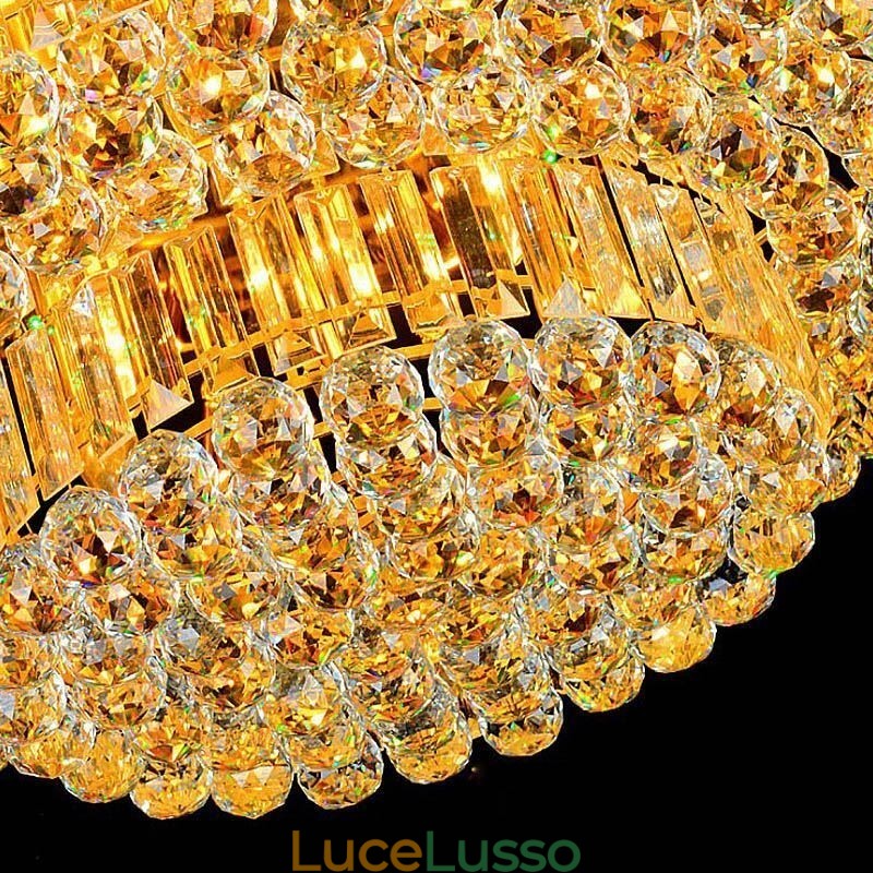 Plafoniera in cristallo a filo, illuminazione rotonda europea