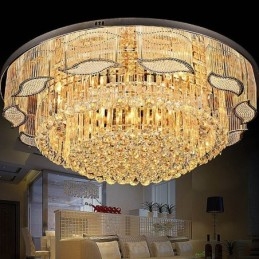 Lampada da soffitto in cristallo, moderna, semplice, rotonda, montaggio a filo
