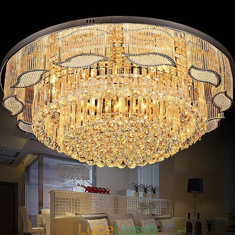 Lampada da soffitto in cristallo, moderna, semplice, rotonda, montaggio a filo