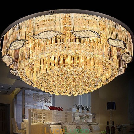 Lampada da soffitto in cristallo, moderna, semplice, rotonda, montaggio a filo Lampada da soffitto in cristallo, moderna, semplice, rotonda, montaggio a filo