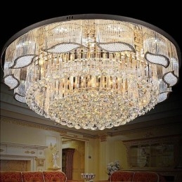 Lampada da soffitto in cristallo, moderna, semplice, rotonda, montaggio a filo