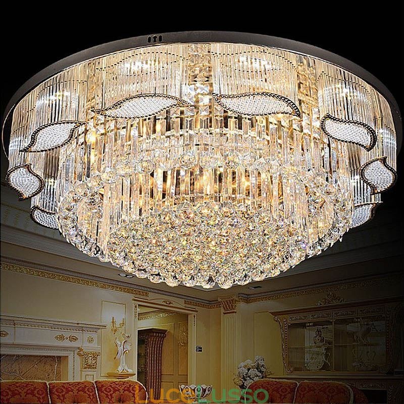 Lampada da soffitto in cristallo, moderna, semplice, rotonda, montaggio a filo