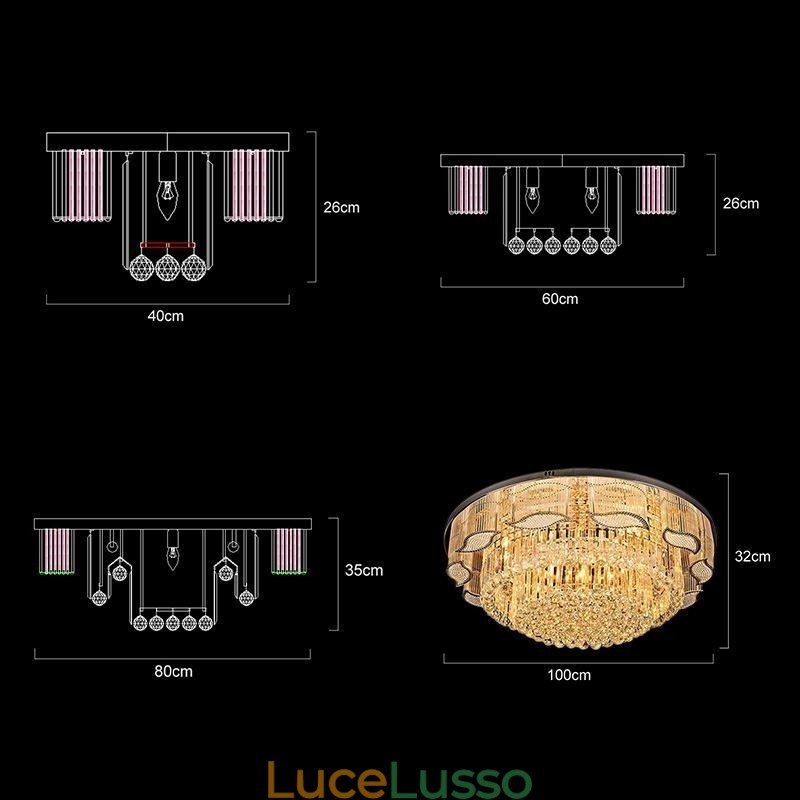 Lampada da soffitto in cristallo, moderna, semplice, rotonda, montaggio a filo