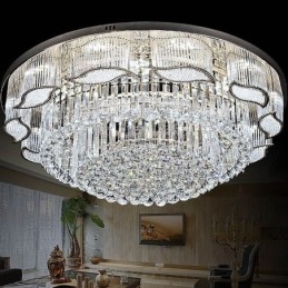 Lampada da soffitto in cristallo, moderna, semplice, rotonda, montaggio a filo