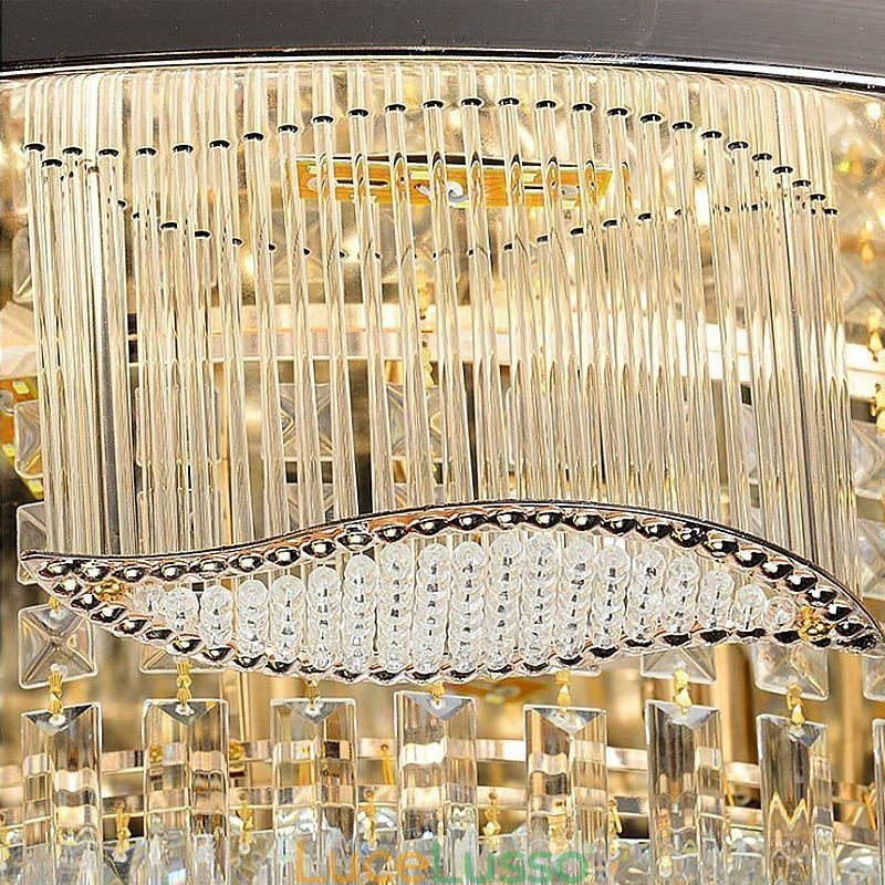 Lampada da soffitto in cristallo, moderna, semplice, rotonda, montaggio a filo