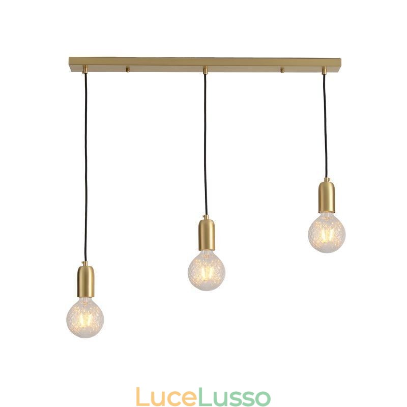 Lampada a sospensione in ottone nordico a 3 luci, isola creativa e minimalista