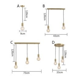 Lampada a sospensione in ottone nordico a 3 luci, isola creativa e minimalista