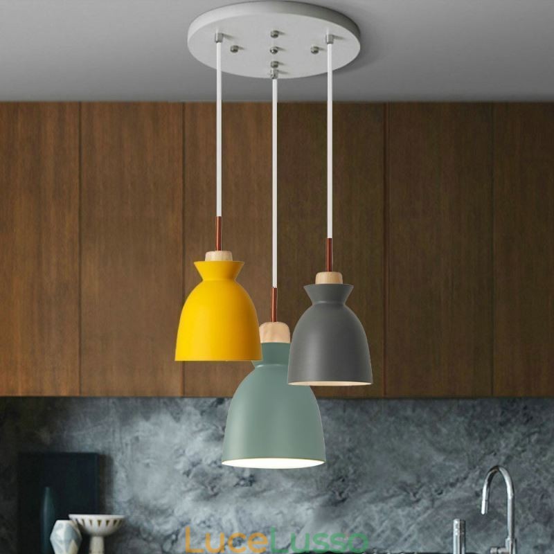 Lampada a sospensione Nordic Simple Macaron in ferro Arti Three Lights