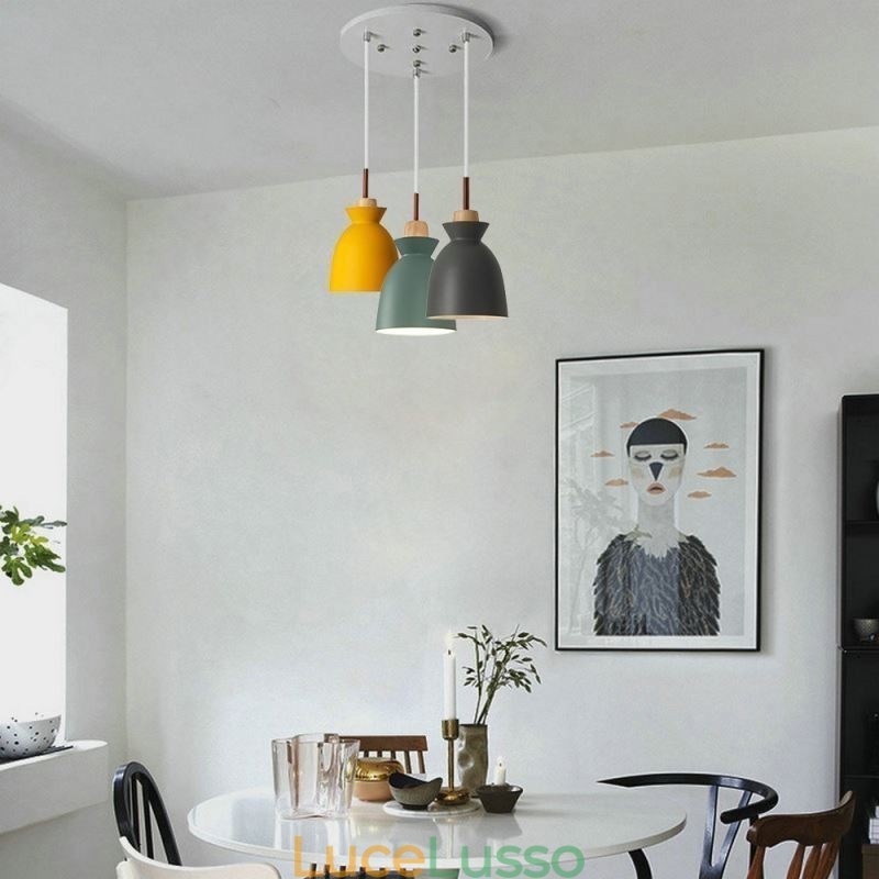 Lampada a sospensione Nordic Simple Macaron in ferro Arti Three Lights