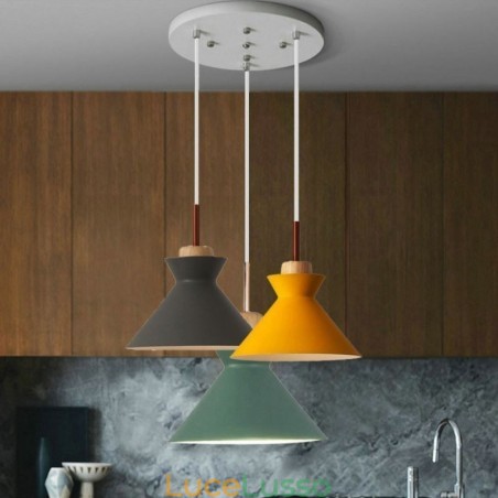Illuminazione a sospensione a 3 luci Nordic Macaron Island, semplice ferro Arti, tre luci Illuminazione a sospensione a 3 luci Nordic Macaron Island, semplice ferro Arti, tre luci