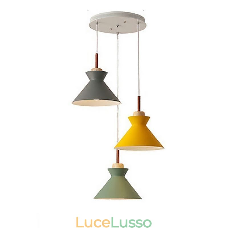 Illuminazione a sospensione a 3 luci Nordic Macaron Island, semplice ferro Arti, tre luci