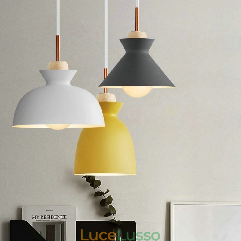 Lampada a sospensione Macaron Nordic Simple Iron Arti Three Lights Fixture