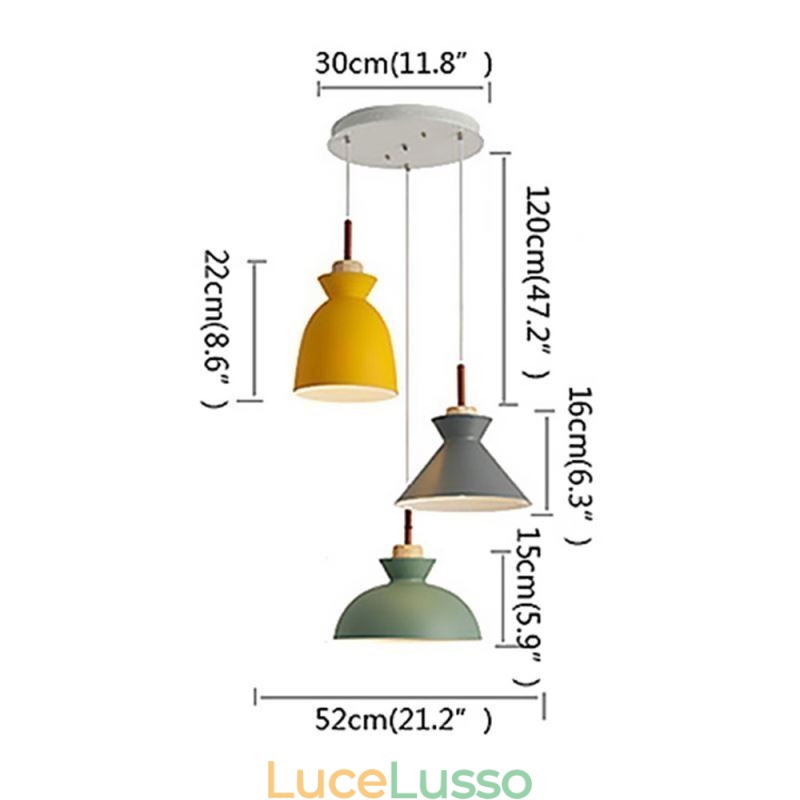 Lampada a sospensione Macaron Nordic Simple Iron Arti Three Lights Fixture