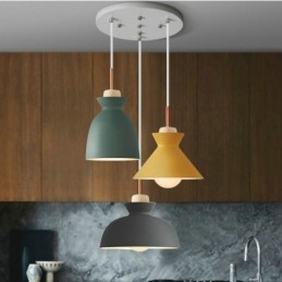 Lampada a sospensione Macaron Nordic Simple Iron Arti Three Lights Fixture
