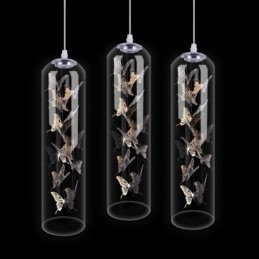 Lampada a sospensione in vetro Lampada a cilindro nordica creativa Lampada a farfalla