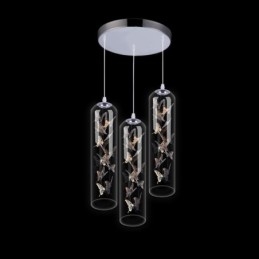 Lampada a sospensione in vetro Lampada a cilindro nordica creativa Lampada a farfalla