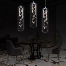 Lampada a sospensione in vetro Lampada a cilindro nordica creativa Lampada a farfalla