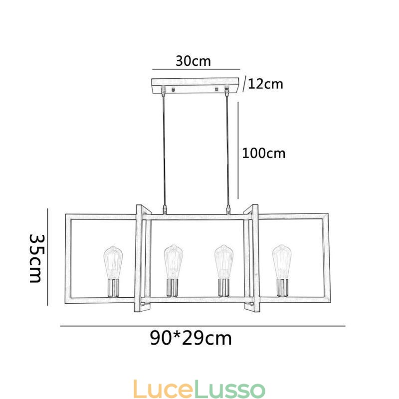 Lampada a sospensione a 4 luci in stile industriale Lightingway