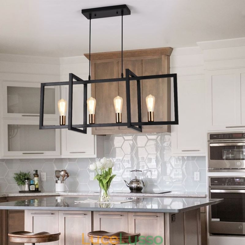 Lampada a sospensione a 4 luci in stile industriale Lightingway