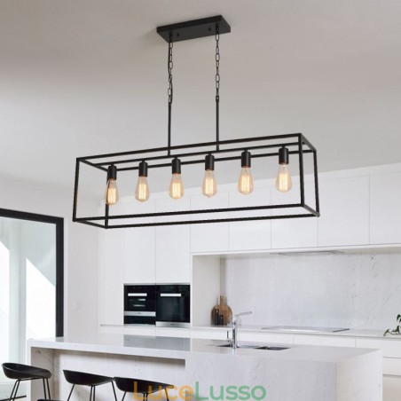 Lampada a sospensione per fattoria, luci a sospensione per isola, 6 luci Lampada a sospensione per fattoria, luci a sospensione per isola, 6 luci