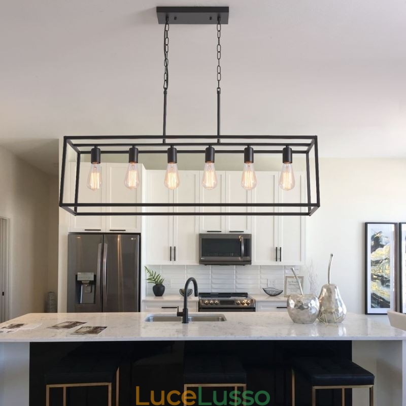 Lampada a sospensione per fattoria, luci a sospensione per isola, 6 luci