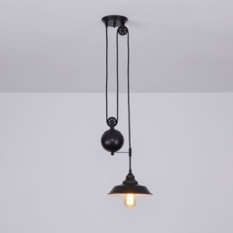 Lampada a sospensione con puleggia per fattoria industriale, design retrattile, altezza regolabile
