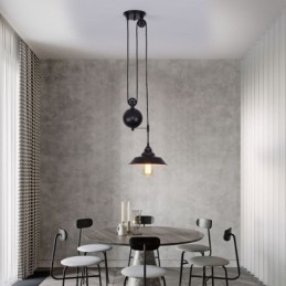 Lampada a sospensione con puleggia per fattoria industriale, design retrattile, altezza regolabile