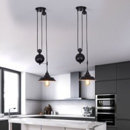Lampada a sospensione con puleggia per fattoria industriale, design retrattile, altezza regolabile