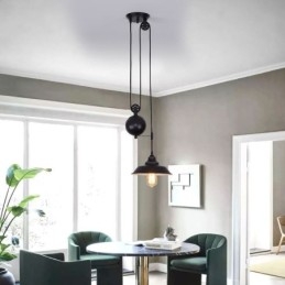 Lampada a sospensione con puleggia per fattoria industriale, design retrattile, altezza regolabile