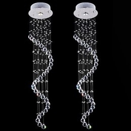 Lampadario a sospensione in cristallo, illuminazione a 1 luce, baldacchino in argento, lampade da soffitto in cristallo K9 trasparente, elica, H120CM