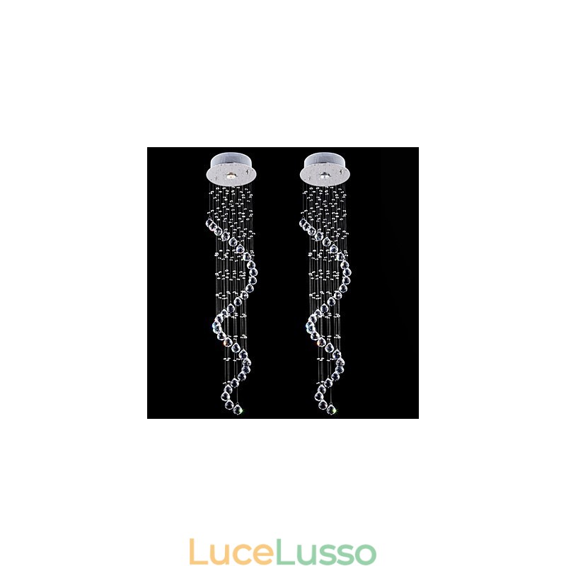 Lampadario a sospensione in cristallo, illuminazione a 1 luce, baldacchino in argento, lampade da soffitto in cristallo K9 trasparente, elica, H120CM