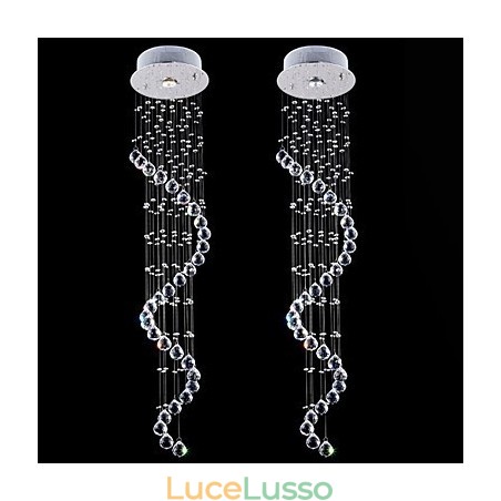 Lampadario a sospensione in cristallo, illuminazione a 1 luce, baldacchino in argento, lampade da soffitto in cristallo K9 trasparente, elica, H120CM Lampadario a sospensione in cristallo, illuminazione a 1 luce, baldacchino in argento, lampade da soffitto in cristallo K9 trasparente, elica, H120CM