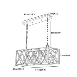 Lampada a sospensione rettangolare rustica Lampada a sospensione da fattoria a 4 luci