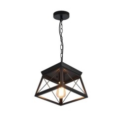 Lampada a sospensione trapezoidale vintage Lampada da soffitto in metallo nero