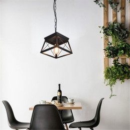 Lampada a sospensione trapezoidale vintage Lampada da soffitto in metallo nero