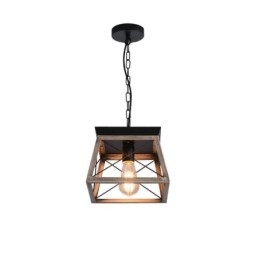 Lampada a sospensione trapezoidale vintage in metallo nero