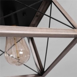 Lampada a sospensione trapezoidale vintage in metallo nero